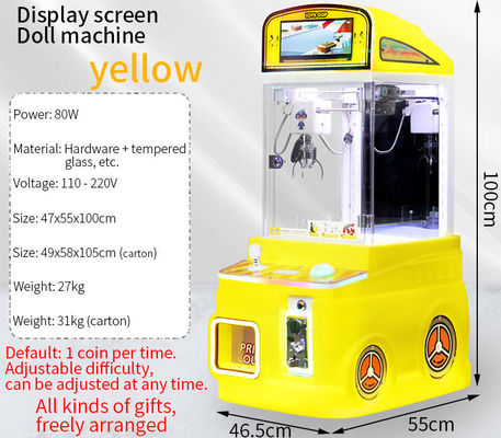 Żółty Mini Claw Machine Automatyczny Automatyczny Sprzedawczy Plush Toy Machina Arcade dla dzieci
